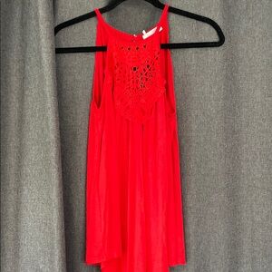 Bluetime Red Crochet Halter Top